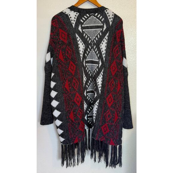 Charlotte Russe Cardigan Women Large Open Front Western Aztec Fringe Outdoor - Picture 6 of 9